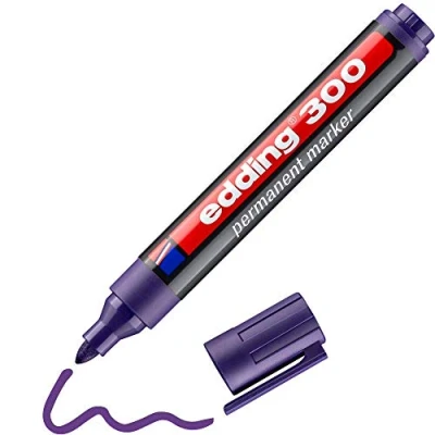 Imagen de edding 300 marcador permanente violeta 1 rotulador punta redonda 1,5 3 mm resistente al agua, de secado rápido, rotuladores indelebles para cartón, plástico, vidrio, madera, metal