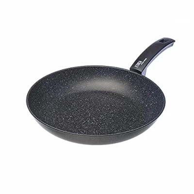 Imagen de Moneta Sartén Etnea con Superficie de Piedra Antiadherente y Revestimiento Antirayaduras, Mayoría Las Cocinas, Apta para el Lavavajillas, Diámetro 32 cm, Aluminio, Negro