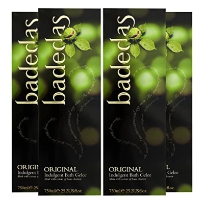 Imagen de Badedas Original Indulgent Bubble Gel de baño enriquecido con extracto natural castaño indias para un burbujas lujo, paquete 4 unidades 750 ml