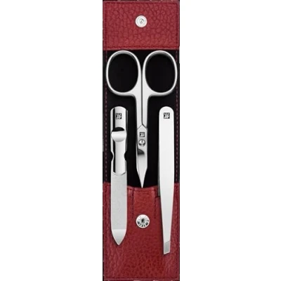 Imagen de ZWILLING set de manicura (3 piezas, pedicura para el cuidado uñas y cutículas, cuero, con tijeras uñas), acero inoxidable pulido, rojo