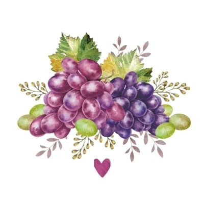 Imagen de 20 servilletas de papel con diseño uvas frescas para decorar la mesa, también decoupage y decoupage, 33 x cm
