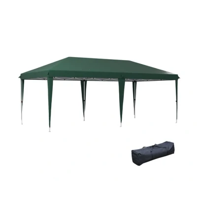 Imagen de Outsunny Carpa Plegable 6x3 m Cenador de Jardín Gazebo con Altura Ajustable en 3 Niveles Bolsa Transporte Marco Acero Anti UV para Patio Fiestas Camping Verde