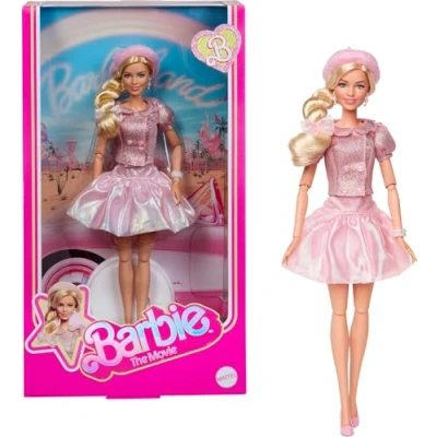 Imagen de Barbie The Movie Margot Robbie Muñeca Coleccionable con Blusa Rosa y tutú en Rosa, Melena Recogida Joyas a Juego, JBJ53