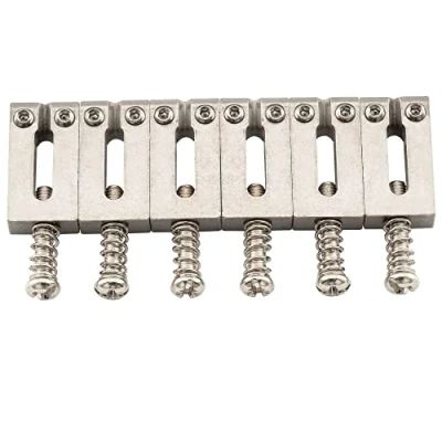 Imagen de Musiclily Pro 10,8 mm Acero Inoxidable Moderno Selletas Puente Strat Saddles para Guitarra Eléctrica Fender Stratocaster, Color Original (Juego de 6)