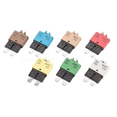 Imagen de Mintice Fusible de 30 A, 12 V/24 V, compatible con cuchilla disyuntor 5 kit coche reiniciable, soporte fusibles en línea, protección estéreo y reinicio manual