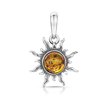 Imagen de Amberta Colgante con ámbar báltico, diseño en forma de sol, hecho plata ley 925