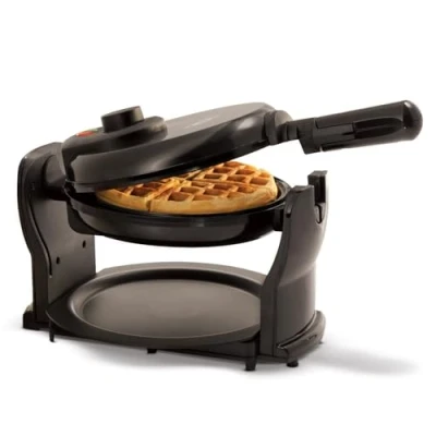 Imagen de BELLA Gofrera Belga Giratoria con Placas Antiadherentes, Bandeja de Goteo Extraíble, Control Tostado Ajustable y Mangos Fríos al Tacto, Negro, 100 Vatios