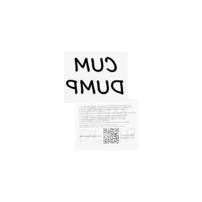 Imagen de 5 tatuajes temporales de Cum Dump, texto en negro, Kinky Fetish (5)