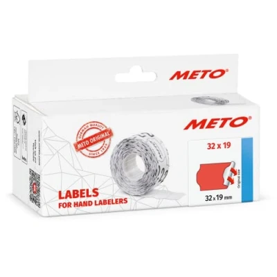 Imagen de Etiquetas Meto para etiquetadoras manuales (32x19 mm, 2 líneas, rojo fluorescente, 5.000 unidades, adherencia permanente, Meto, Contact, Sato, Avery, Tovel, Samark, etc.)