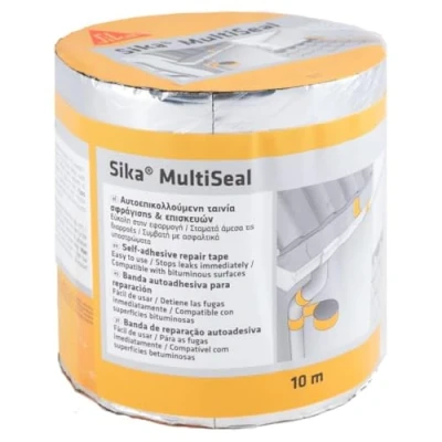 Imagen de Sika Banda autoadhesiva bituminosa Multiseal Aluminio Soporte múltiple Para reparación de cubiertas y fisuras en edificios 10m x 150mm