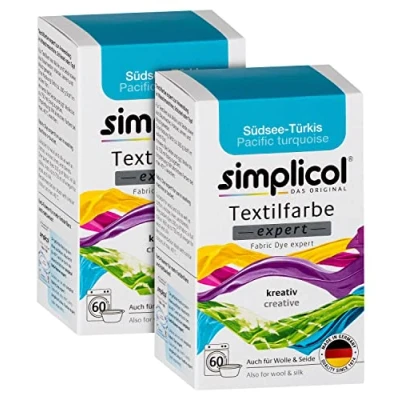 Imagen de simplicol Expert Fabric Dye Tinte de Coloración para Textiles: Lavado a Mano o Lavadora Tiñe y Restaura Sus Telas Ropa Turquesa