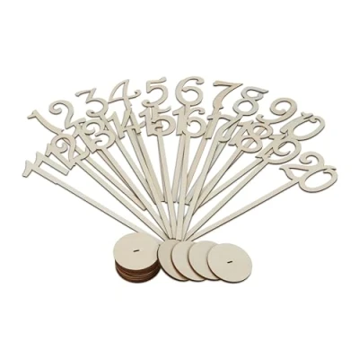 Imagen de Relaxdays Números de Mesa para Bodas, Marcasitios Eventos, Carteles Numerados 1 20, 35x7,5 cm, Madera, Natural