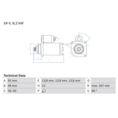 Imagen de BOSCH 0 986 022 980 Motor de arranque 24 6,2 12