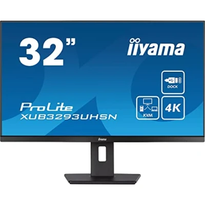 Imagen de iiyama XUB3293UHSN B5 32&quot; Panel IPS, 3840x2160 UHD, 15cm Regulable en Altura, Pivotante, 350cd/m², 1000:1, 4ms, Altavoces, USB C Dock (LAN, 65W PD), DisplayPort, HDMI, KVM, 3.0x2