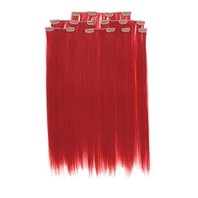 Imagen de Prettyland naturalmente brillante la extensión del pelo Peluca lisa a 50 cm larga con 7 piezas Rojo R02