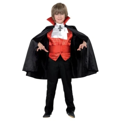 Imagen de Smiffys Disfraz de drácula para niño, con capa, fajín, corbanda y chaleco