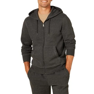 Imagen de Amazon Essentials Chaqueta de felpa con cremallera completa (disponible en tallas grandes y largos especiales) Hombre, Carbón Mezcla, 5XL Grande