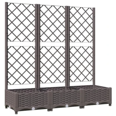 Imagen de vidaXL Jardinera con Enrejado Macetero Soporte Caja Plantador Flores Plantas Jardín Patio Terraza Balcón Decoración PP Marrón 120x40x121,5 cm