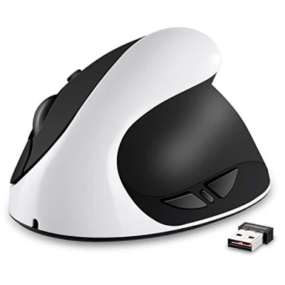 Imagen de AURTEC Ratón Vertical, Ratones ergonómicos inalámbricos Recargables 2.4G Receptor USB, 6 Botones y 3 dpi Ajustables 800/1200/1600, Blanco