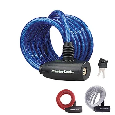Imagen de Master Lock 8127EURDPRO Candado con Llave para Bicicleta, Color al Azar, 1. 8 m, Unisex Adult, Multicolor, 1.8 m