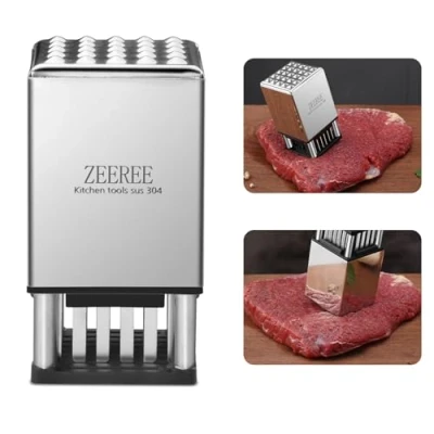 Imagen de Ablandador de Carne, 36 Cuchilla Aguja Ultra Afilada Acero Inoxidable, Martillo Cocina Doble Cara, Ideal para Golpear y Ablandar la Carne