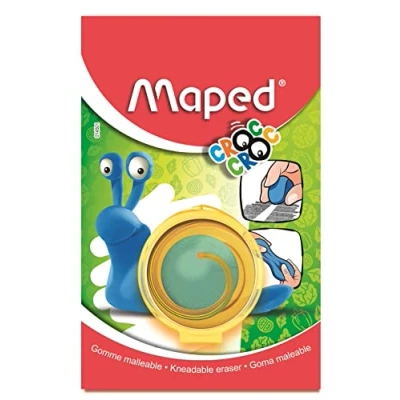 Imagen de Maped Material Escolar Goma de Borrar Croc Estructura Maleable, Estirable y Divisible Con Caja Protección Borrado Eficaz Ideal para la Escuela