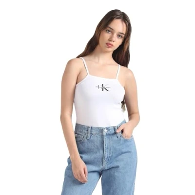 Imagen de Calvin Klein Jeans Body de Algodón Elástico para Mujer, Blanco (Bright White), L