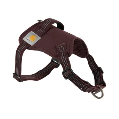 Imagen de Carhartt Nylon Duck Arnés para Perro, sin tirones, Totalmente Ajustable, con Mango de Control rápido y Detalles Reflectantes, Color Vino Profundo, Talla M