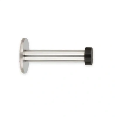 Imagen de EVI Herrajes Tope de Puerta para Colocación en Pared Longitud: 90 mm Acero Inoxidable Goma Negra Amortiguador Anti Golpes I 128