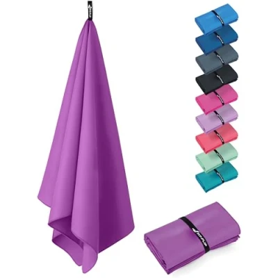 Imagen de Fit Flip Toalla Microfibra Piscina compacta, Ultraligera y de Secado rápido Toallas microfibras para el Gimnasio, Viaje, Natacion Gym Playa Grande (1x 70x140cm Púrpura)