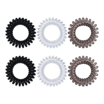 Imagen de 6 Piezas Gomas de Pelo Espiral, del Elásticas, Cintas para el cabello en Espiral cable teléfono, Resistentes al Agua Mujer y Niña