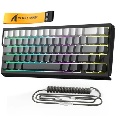 Imagen de MAMBASNAKE x Attack Shark X68HE Teclado mecánico con Interruptor magnético de gatillo rápido, accionamiento Ajustable 0,01mm, para Juegos Cable en Espiral, 8KHz, SOCD, RGB (Moon Night)