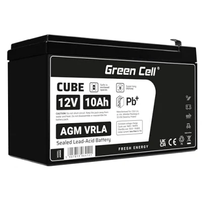 Imagen de Green Cell Recambio de Batería Gel 12V 10Ah Rechargeable Pila Sellada Plomo ácido sin Mantenimiento Reemplazo para Sistemas Alarma Antirrobo Video vigilancia AGM