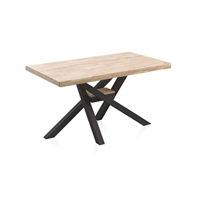 Imagen de Xena, Mesa Fija de Comedor, para Salon, Acabado en Roble y Negro, Medidas: 140 cm (Largo) x 80 (Ancho) 76 (Alto)