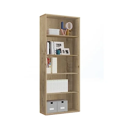 Imagen de MUEBLES PITARCH Librería de Oficina o Despacho con 4 Estantes, Salón, Roble Gold, 196,5x75,5x33cm (alto x ancho fondo) Básica, Elegante y Resistente, Colección