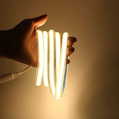 Imagen de pcning 2M Tira LED COB Directa 220V Sin Transformador IP67 Impermeable Strip Light con Interruptor Blanco Calido 3000K 280 leds/m, 2 Metro Tiras Para Interior Exterior (Blanco Calido, 2)