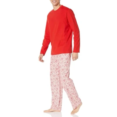 Imagen de Amazon Essentials Conjunto de Pijama Franela Suave (Disponible en Tallas Grandes) Hombre, Blanco Bosque, XXL