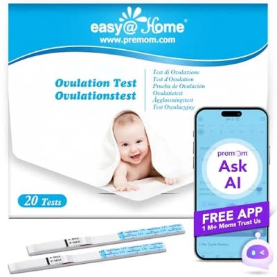 Imagen de Easy@Home 20 Test Rápido de LH：Tiras Reactivas Precisas, Profesional y Confiables Tests Ovulación para Identificar Fertilidad Mujeres con Premom APP Predictor Español Gratuita