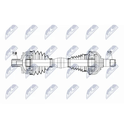 Imagen de NTY NPW ME 066 Árbol de Transmisión Eje delantero, izquierda 540 automática MERCEDES BENZ: Clase B, A, GLA