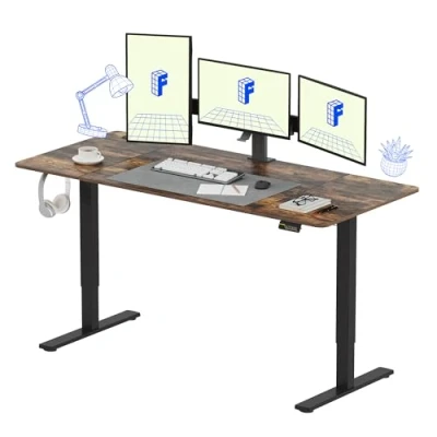 Imagen de FLEXISPOT Escritorio de Pie con Tablero (Marrón,180x80cm), Standing Desk, Elevable Eléctrico Ordenador Mesa Gaming Ajustable en Altura Memoria Automática Inteligente