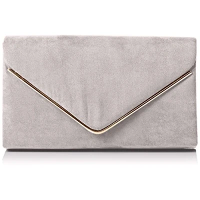 Imagen de SwankySwans Bolso de mano Oscar con sobre, terciopelo, para fiesta graduación, mujer, color Gris, Talla Unica
