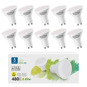Imagen de Aigostar Bombilla LED 6W GU10, Luz calida 3000K, 480lm, Esmerilada, no regulable Caja de 10 unidades