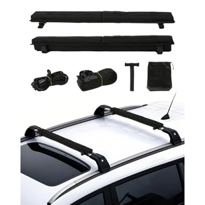 Imagen de VEVOR Almohadillas Blandas para Portaequipajes de Techo 80 cm Almohadilla Universal Carga kg con Correas Amarre, Bolsa Almacenamiento Canoa, Tabla Snowboard