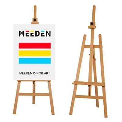 Imagen de MEEDEN Caballete de Madera: Pintura Haya Maciza para Adultos Ajustable desde 145 193cm Soporta Lienzos hasta 109cm Natural