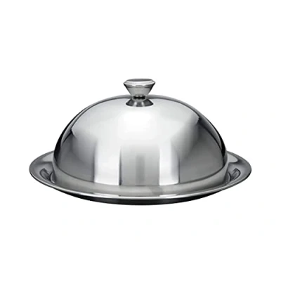 Imagen de campana con plato de acero inoxidable, diámetro 24 cm, para queso servir, servir platos