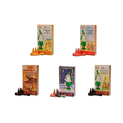Imagen de Knox Juego de 5 conos incienso Mix Sándalo, miel del bosque, aroma Navidad, chocolate, mezcla Navidad Fabricado en Alemania