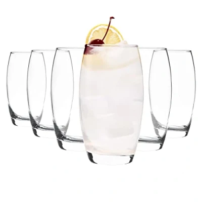 Imagen de LAV Empire Highball Juego de 6 vasos transparentes 510 ml, altos vidrio para agua, ginebra, jugo, cóctel, bebida,