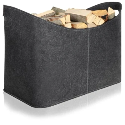 Imagen de com four® Bolsa de Fieltro XXL para Compras, periódicos, Papel, Juguetes, picnics o la Playa, Robusta Grueso, leña (01 Pieza Antracita 54x30cm)