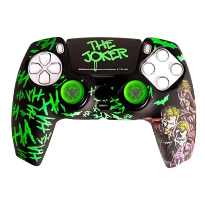 Imagen de Funda + grips FR TEC PS5 Combo Pack DC Joker JOK0001, Stickers, Licencia oficial Batman, Evita la Sensación de Manos Sudorosas, Multicolor