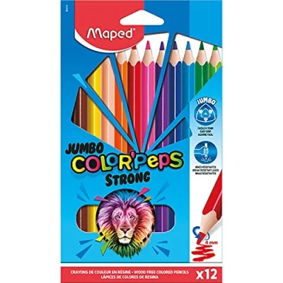 Imagen de Maped Strong Jumbo 863312 Lápices de colores ergonómicos triangulares (mina 4 mm, 12 unidades)